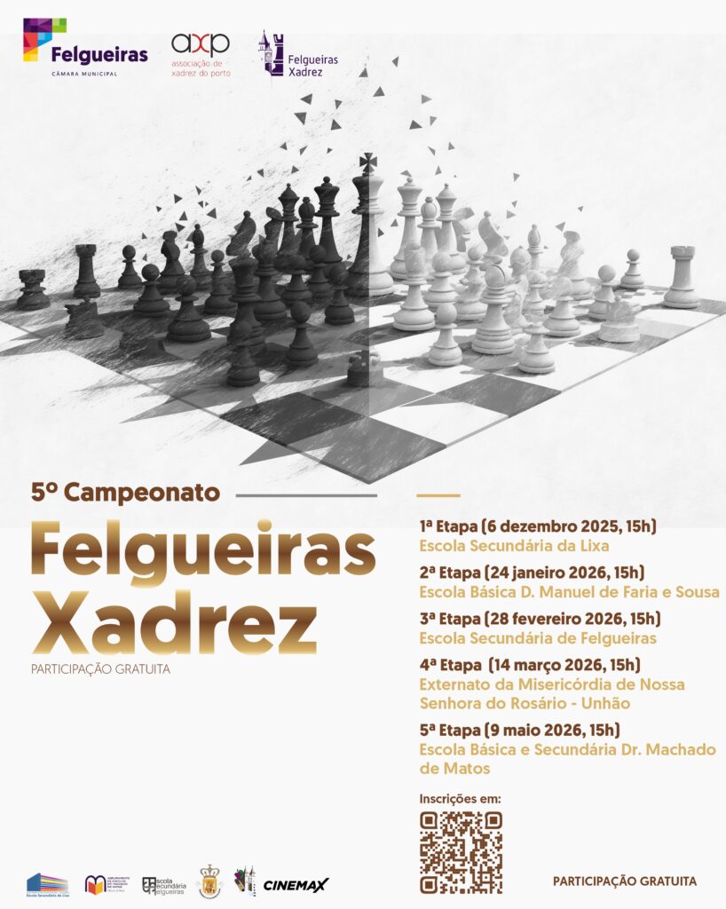 Escola Secundária de Felgueiras acolhe a 3.ª Etapa do 5.º Campeonato Felgueiras Xadrez