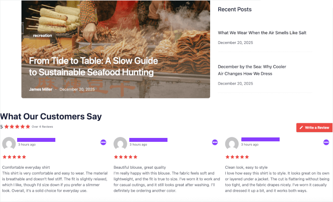Reviews Feed on the Blog page Reviews Feed on the Blog page