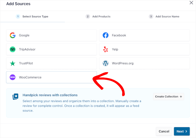Choosing WooCommerce as a source Choosing WooCommerce as a source