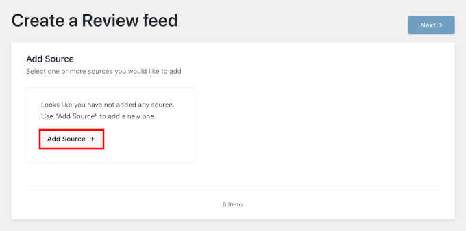 Clicking Add Source in Reviews Feed Clicking Add Source in Reviews Feed