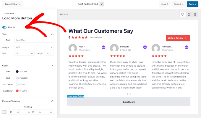 Enabling a Load More button Enabling a Load More button