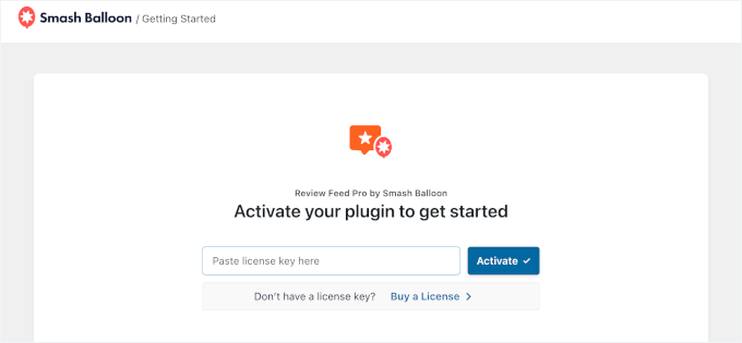 smashballoon-setupwizard-licensekey Reviews Feed Pro's setup wizard to verify license key
